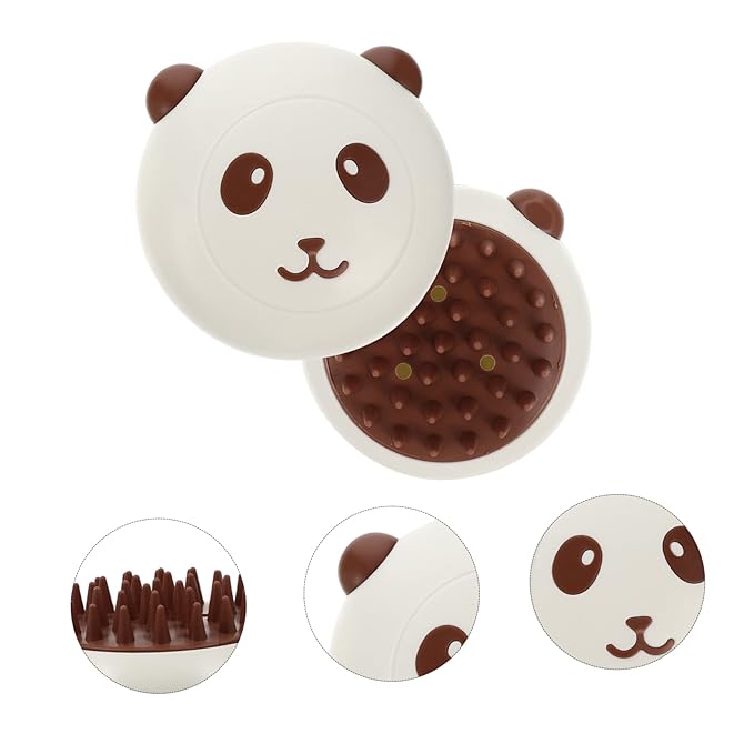 Angoily 2pcs Portable Cat Dog Grooming Combs Bath Brushes for Pet Massage Wear-resistant Hair Removal Tool Ergonomic Panda Design for Easy Grooming and Bonding