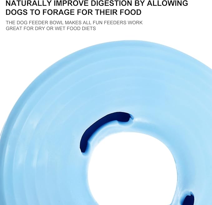 LIOOBO Dog Slow Feed Disc Slow Feeder Bowl Interactive Food Feeder for Puppies and Dogs with Food Puzzle Function Blue Sturdy Pet Feeding Supplies