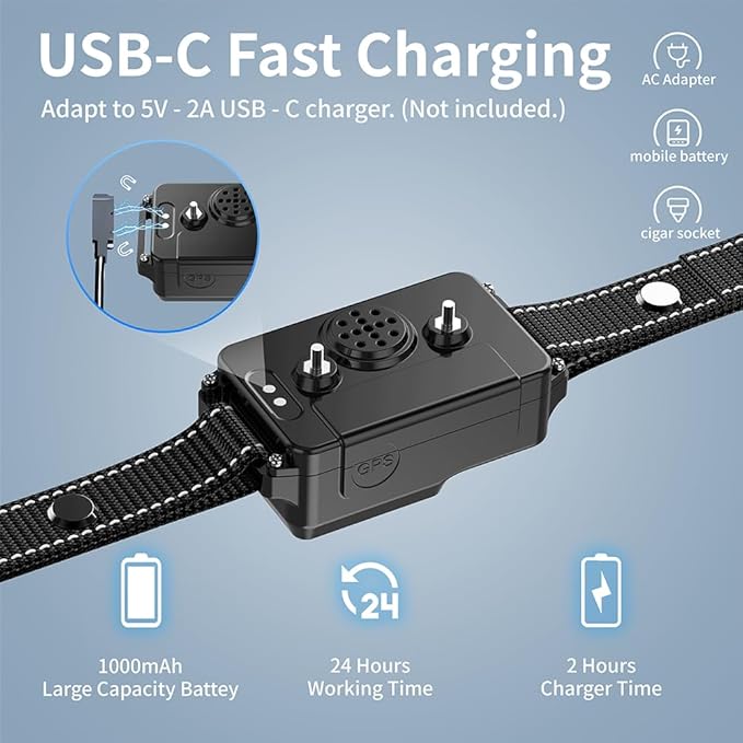 GPS Wireless Dog Fence System with Adjustable 49 to 6500ft 3 Training Modes Magnetic Charging Waterproof Design Suitable for Large Medium and Small Dogs No Subscription Required (Black)