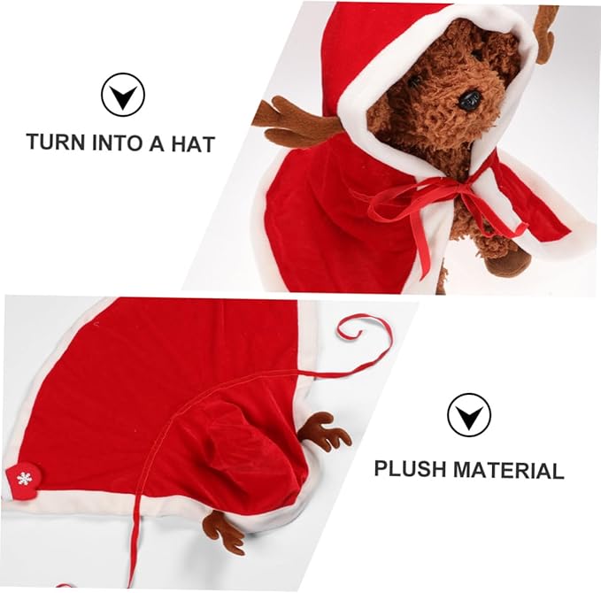 Happyyami Christmas Pet Cloak with Hooded Fleece Lining XL Dog Costume Warm Holiday Dog Clothes for Cold Weather Pet Supplies