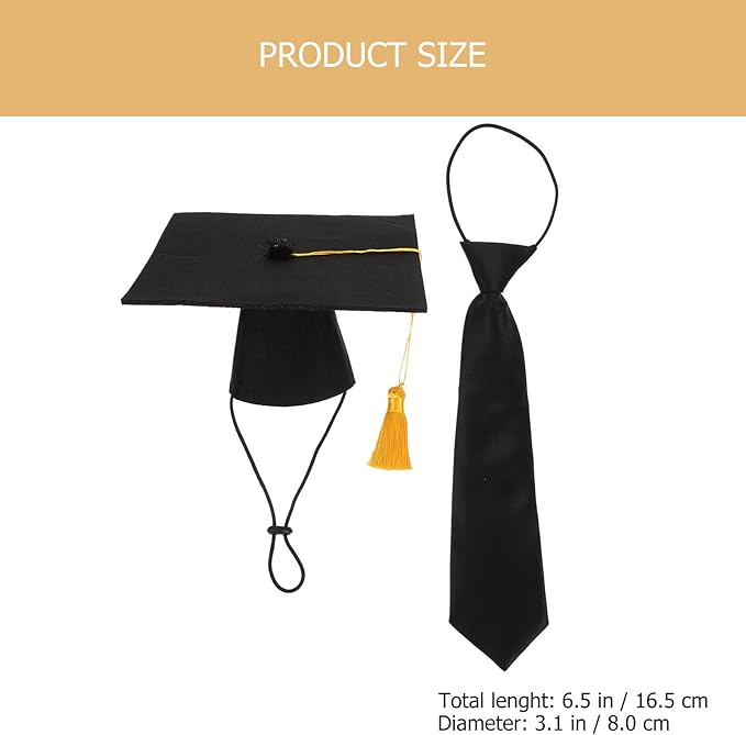 Pet Graduation Necktie Polyester Doctoral Hat Set Dog and Cat Graduation Costume Accessories for Party for Pet Supplies