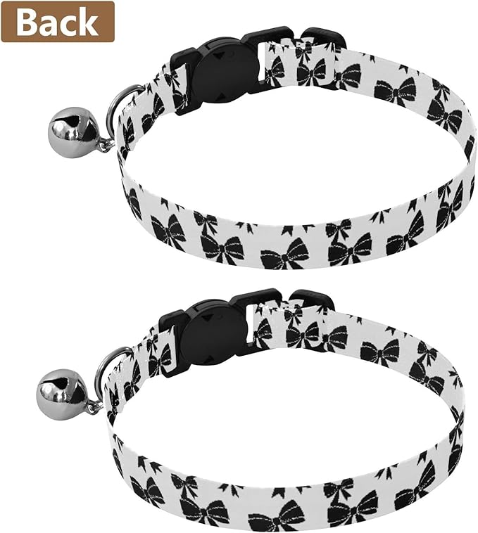 Dog Collar Bows Ribbons Pattern Dog Collars Puppy Collar Cat Pet Collar with Adjustable Buckle for Dogs Cats Pets Supplies 2 Pack