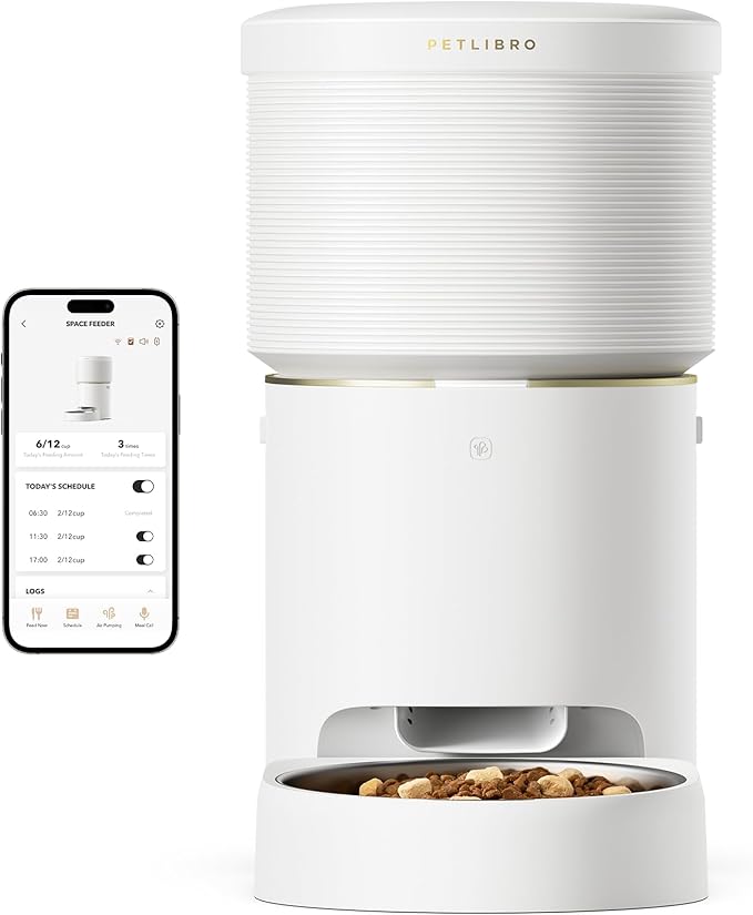 PETLIBRO 8L Automatic Dog Feeder, 5G Wi-Fi Automatic Dog/Cat Feeder, Vacuum-Sealed Automatic Dog/Cat Food Dispenser, Auto Pet Feeder with 18.7cm Large Food Tray for Large Medium Dogs Cats