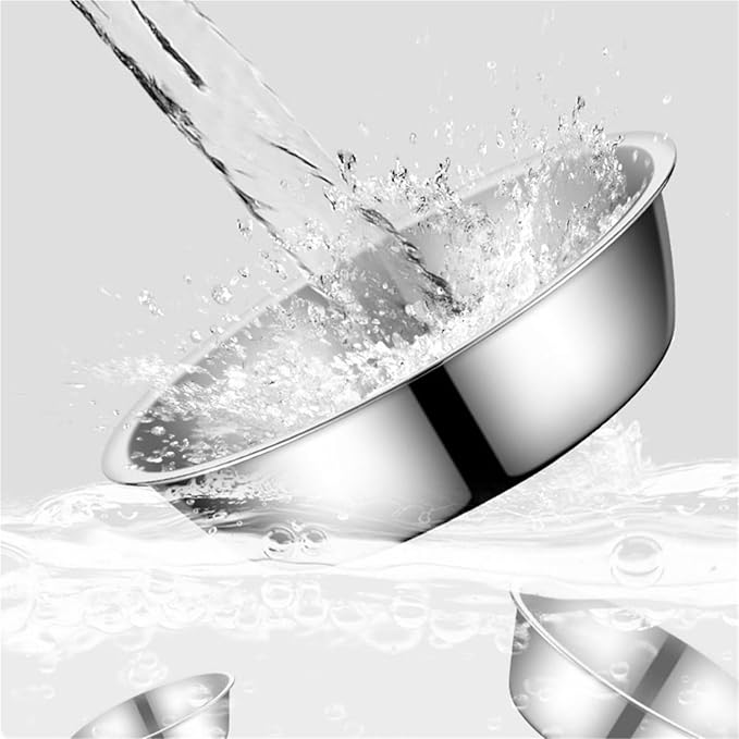 Pet Supplies Large Capacity Dog Bowl Non-Rust Stainless Steel Cat Water Feeder Bowls Silver Pet Food Container Kitten(Size S)