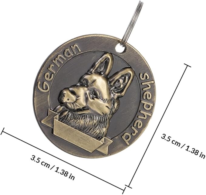 MERRYHAPY 4pcs Retro Metal Dog Collar Id Tags Vintage Alloy Name Tags for Large Shepherd Dogs Pet Supplies Sturdy Hanging Charms for Dog Collars