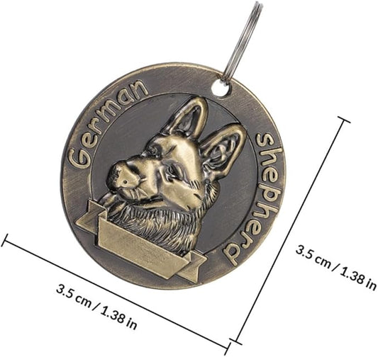 MERRYHAPY 4pcs Retro Metal Dog Collar Id Tags Vintage Alloy Name Tags for Large Shepherd Dogs Pet Supplies Sturdy Hanging Charms for Dog Collars