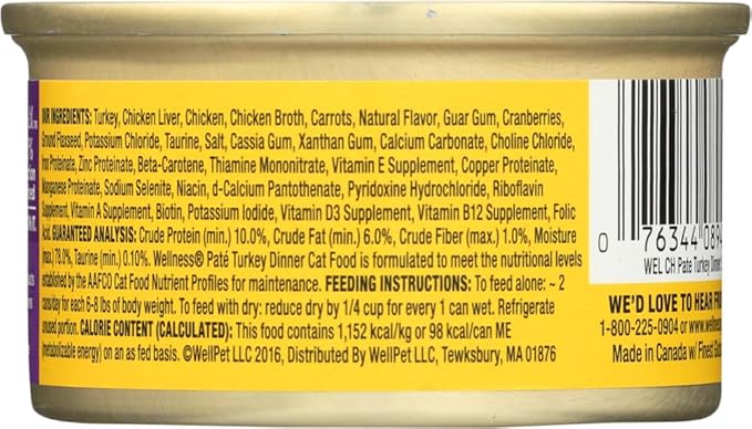 Wellness Turkey Cat Can 12/3Oz