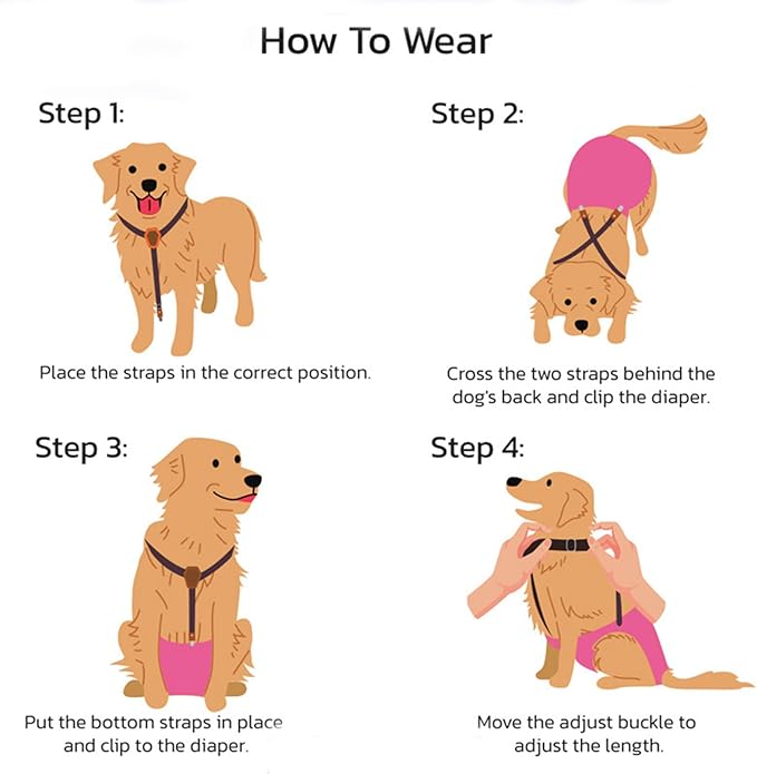 Pet Diaper Fastening Straps for Dogs Cats Elastic Nappy Antislip Belly Bands for Small Puppy Pet Dog Supplies Diaper Clips Strap Clips Belly Fasteners