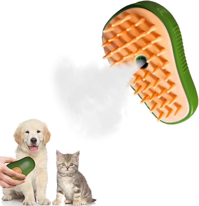 1 Set Cat Steam Brush,3 In1 Steamy Cat Brush for Shedding,Self-Cleaning Pet Massage Brush Gentle Dog Shedding Grooming Comb Pet Supplies Green