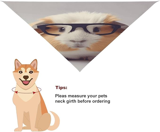 Dog Bandana Spring Pet Scarf Adjustable Triangle Guinea Pig with Glasses Printing Dog Bib Washable Polyester Puppy Bandana for Small Medium Large Dogs Cat Birthday Party Supplies