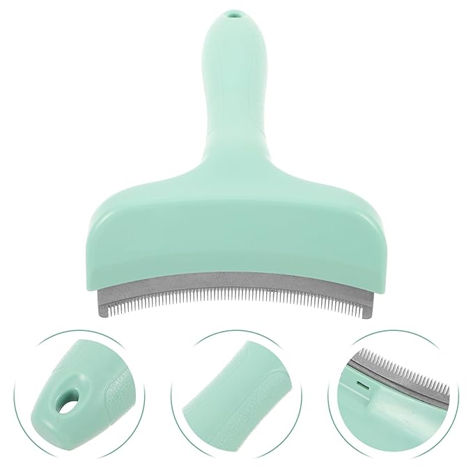 Pet Shedding Comb and Grooming Rake for Dogs and Cats, Large Green Undercoat Tool for Loose Hair Removal and Shedding Control, Suitable for Fur Types and Pet Grooming Supplies