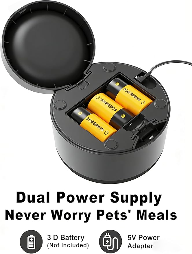 Automatic Cat Feeder, 2.4GHz WiFi Automatic Dog Food Dispenser, Fresh Protection, 4L Timer Feeder, Personalized Recording 10 Seconds, Easy to Clean, Stainless Steel Bowl (Single/Black)