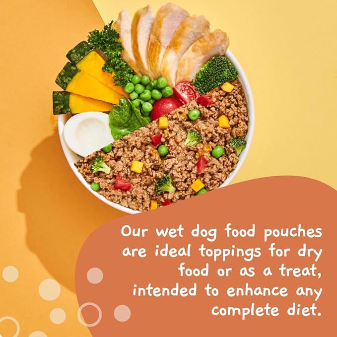 MOOCHIE Home Cooked Superfood Wet Dog Food - Beauty Skin & Coat - Chicken, Pumpkin & Tomato - No Artificial Flavors or Preservative - 6 x 9 oz Pouch