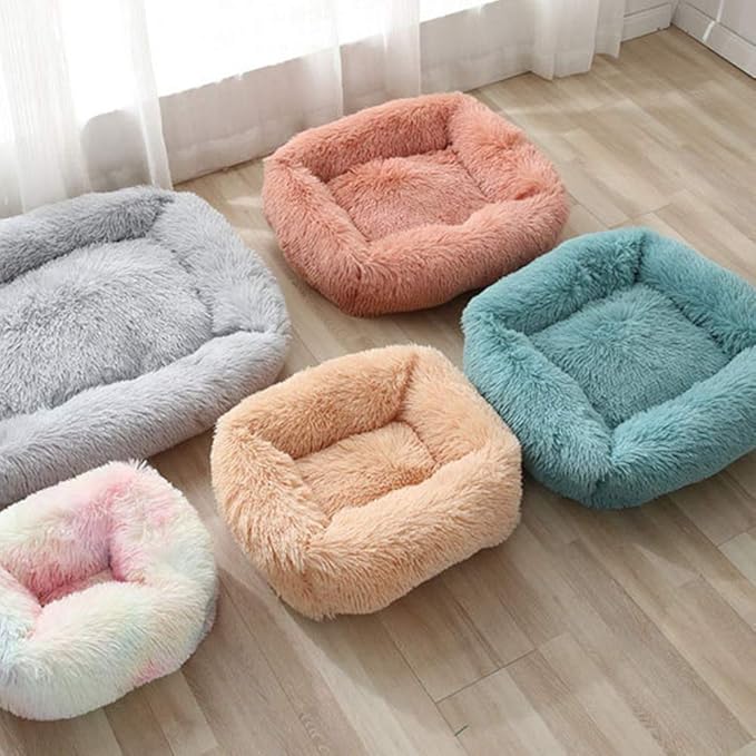 La La Pet® Donut Dog Cat Bed Cozy Cave Pet Bed Burrow Dog Bed Calming Cuddler Self-Warming Pet Bed Soft Plush Pet Cushion Improved Sleep for Cats Small Medium Dogs Red L