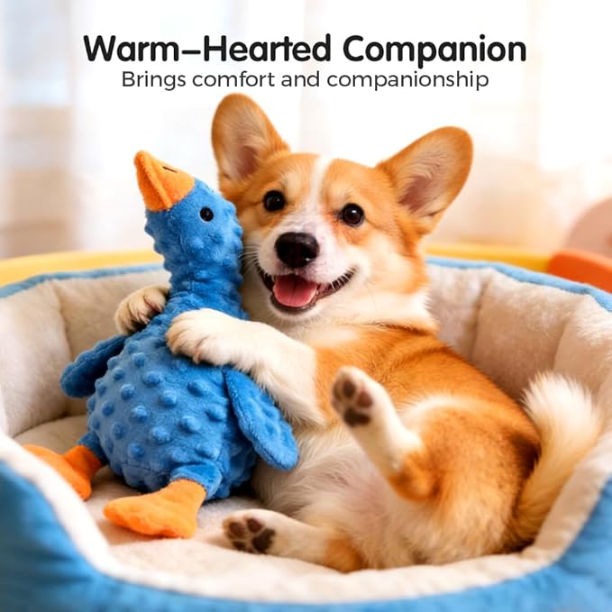 2026 New Dog Toys for Aggressive Chewers, Duck Dog Toys Large Dogs Indestructible, Vocal Toys with Built-in Squeaker for Boredom Relief, Crinkle Squeaky Plush Puppy Chew Toys for Teething (Yellow)