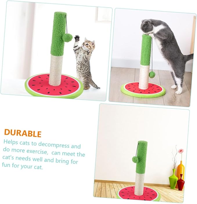 Beaupretty Cat Scratching Post and Climbing with Sisal Material Watermelon Design Interactive Cat Activity and Kittens for Claw Grinding and Self Grooming