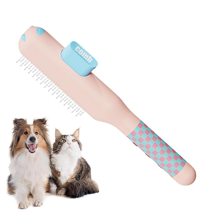 Comb for Cats,Self-Cleaning Supplies with Metal Teeth | Cat Comb for Shedding | for Dog Puppy Animals Indoor Home Shedding