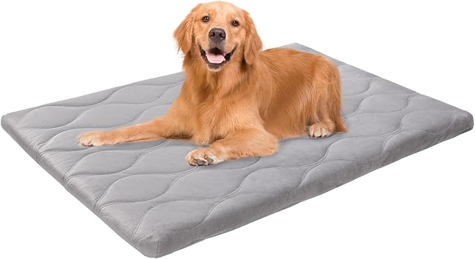 BEAUTYZOO Dog Crate Pad for Large Dogs, Washable & Detachable Kennel Mat, Anti-Slip Soft Fluffy Puppy Bed for Crate, Cage, and Car Travel, Cozy Sleeping Mattress, 42x28 Inches, Gray