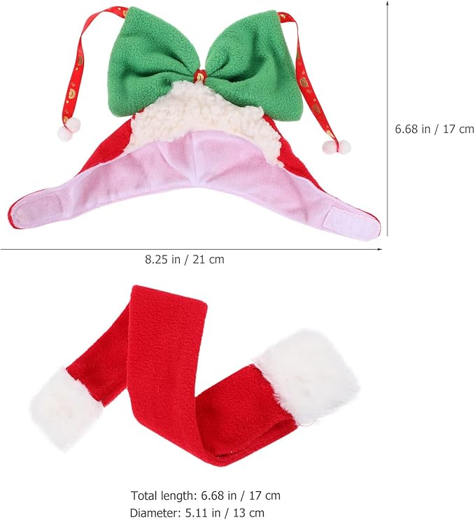 BESPORTBLE Decorative Dog Christmas Hat and Scarf Set, Warm Pet Headdress for Puppies, Soft Holiday Head Cover, 2pcs Pet Supplies for Winter and Festive Photo Accessories