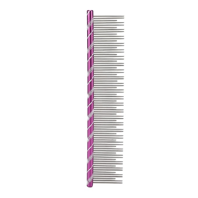 Dioche Stainless Steel Cat Comb for Gentle Grooming and Detangling – Pet Hair Removal Tool with Density Teeth for Breeds (Purple)