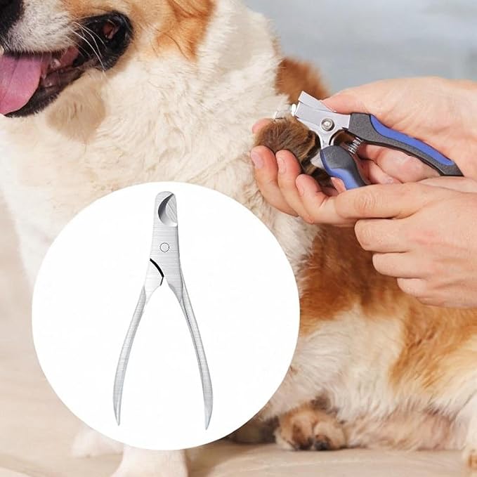 Dog Nail Clippers Pet Supplies Portable Professional Nonslip Wide Jaw Opening Cat Nail Trimmer Grooming Tool for Home Kitten, Steel Color