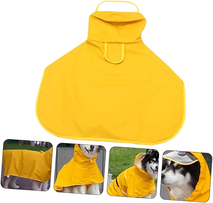 Uonlytech Waterproof Dog Raincoat Hooded Pet Rain Jacket Pu Leather Medium Outdoor Dog Rainwear for Pet Supplies