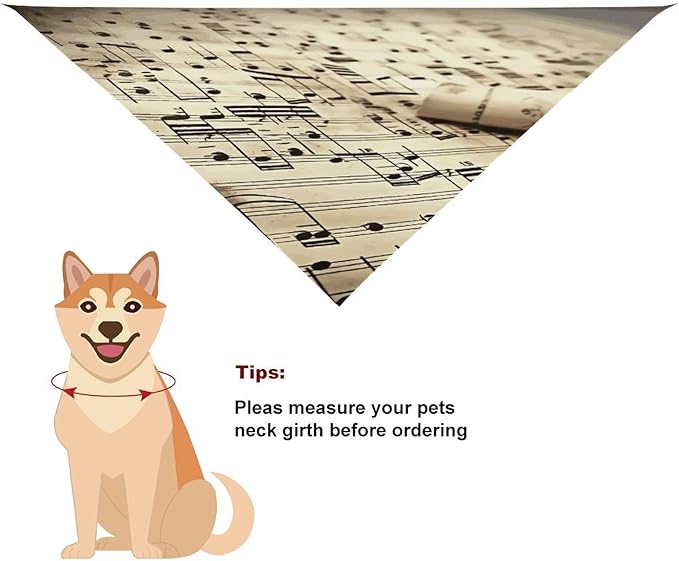 Dog Bandana Spring Pet Scarf Adjustable Triangle Sheet Music Printing Dog Bib Washable Polyester Puppy Bandana for Small Medium Large Dogs Cat Birthday Party Supplies