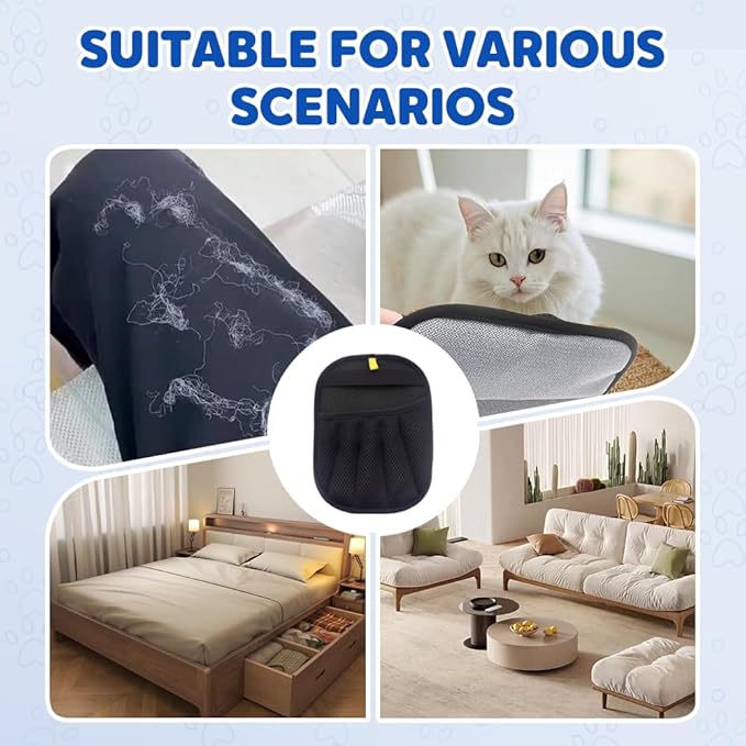 2PC Pet Hair Removal Glove for Cats Dogs, Electrostatic Pet Hair Remover Grooming Removal Gloves for Pet Hair,Hair Remover Electrostatic Gloves for Couch Clothes Carpet Bed Furniture (2PC)