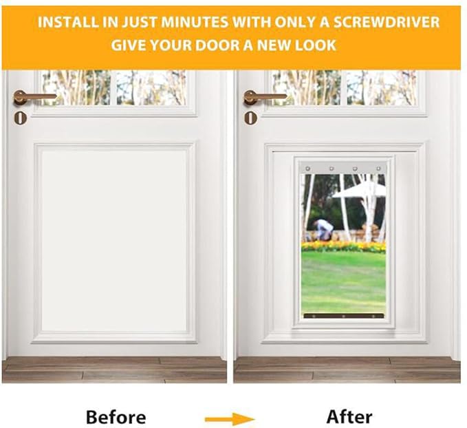 Pet Door Large Replacement Dog Flap Supplies Clear Interior and Exteriors House Replacement Clear