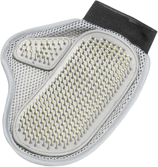 BESPORTBLE Dog Grooming Glove for Gentle Deshedding Dual-Sided Rubber and Steel Needle Mitt for Cats Dogs Horses and Rabbits All Fur Types Wet Dry Use