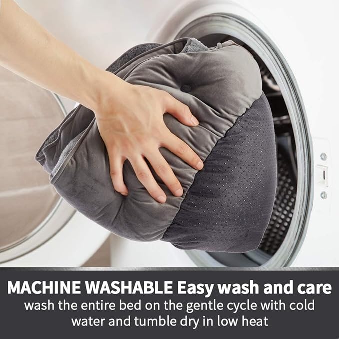 Asvin Small Dog Bed for Small Dogs, Cat Beds for Indoor Cats, Pet Bed for Puppy and Kitty, Extra Soft & Machine Washable with Anti-Slip & Water-Resistant Oxford Bottom, Grey