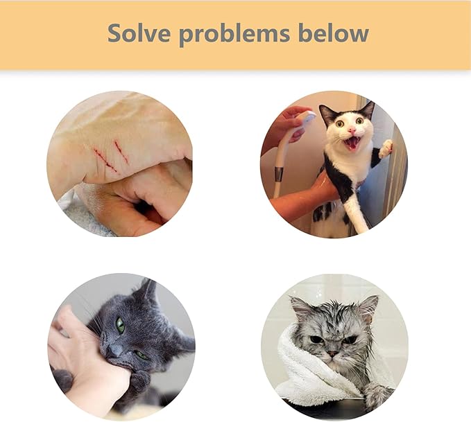 Cat Grooming Wrap - Multifunctional Anti-Bite & Scratch Blanket for Nail Trimming, Medicine, and Injection, Self-Sticking Wrap for Calm & Safe Pet Care (Cute Prints, L-27.6inch Within 15lbs)