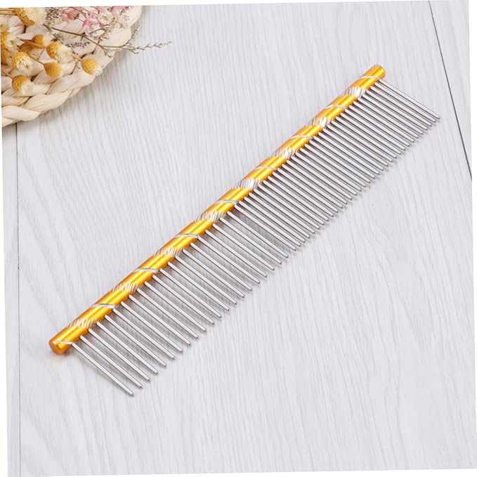 BESPORTBLE Stainless Steel Pet Shedding Comb for Dogs Cats Grooming Tool with Different Spaced Teeth for Fur Removal Yellow