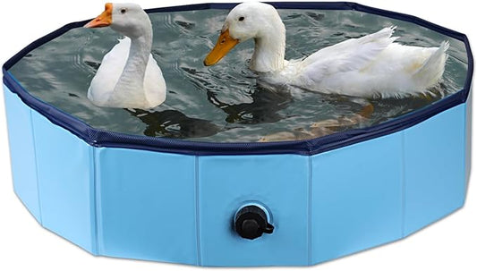 Foldable Duck Pool, Portable Hard Plastic Duck Pond Tub, Collapsible Duck Pools for Pet Ducks, Dogs and Cats – Indoor & Outdoor Use, Hard Shell, Easy to Clean and Store