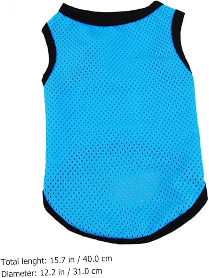 Pet Dog Cooling Vest Breathable Sleeveless Mesh Shirt Blue M Summer Cooling Clothes Puppy Summer Costume Pet Supplies