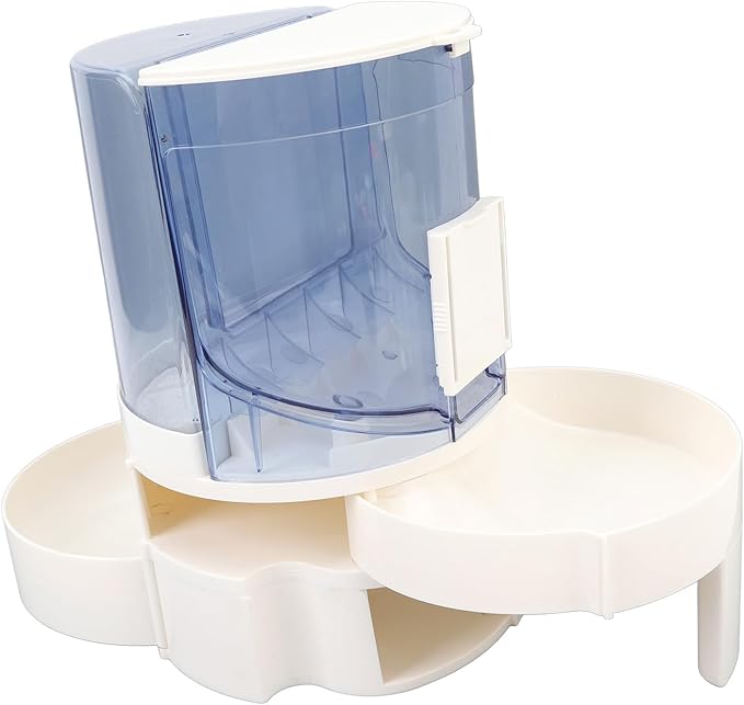 Automatic Dog Cat Feeder Double Layer Dry Wet Separate Rotating Storage Pet Food Feeder Water Dispenser for Small Medium Dog Puppy Kitten (Light Blue)
