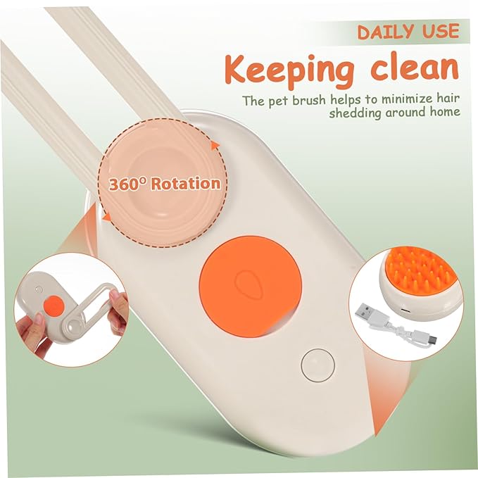 Milisten Pet Grooming Brush with Spray Rotatable Handle for Dog Bathing Cat Shedding Efficient Hair Removal Shedding Control for Long Haired Pets Compact Portable Design