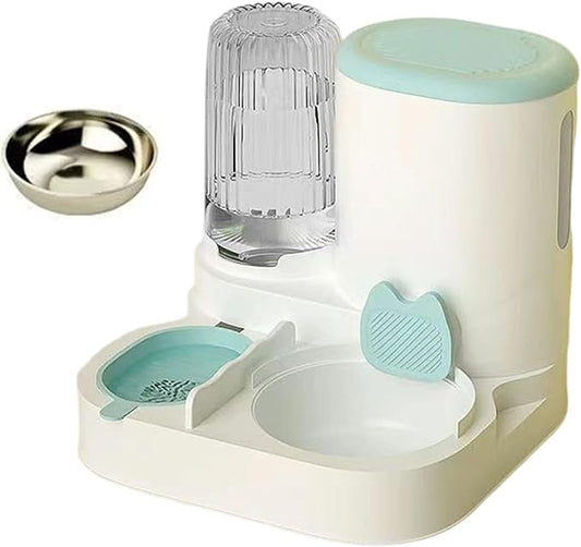 Automatic Dog Feeder and Water Dispenser Dog Bowl Household Portable Automatic Pet Feeder Food Feed for Small Dogs Kitten, Blue