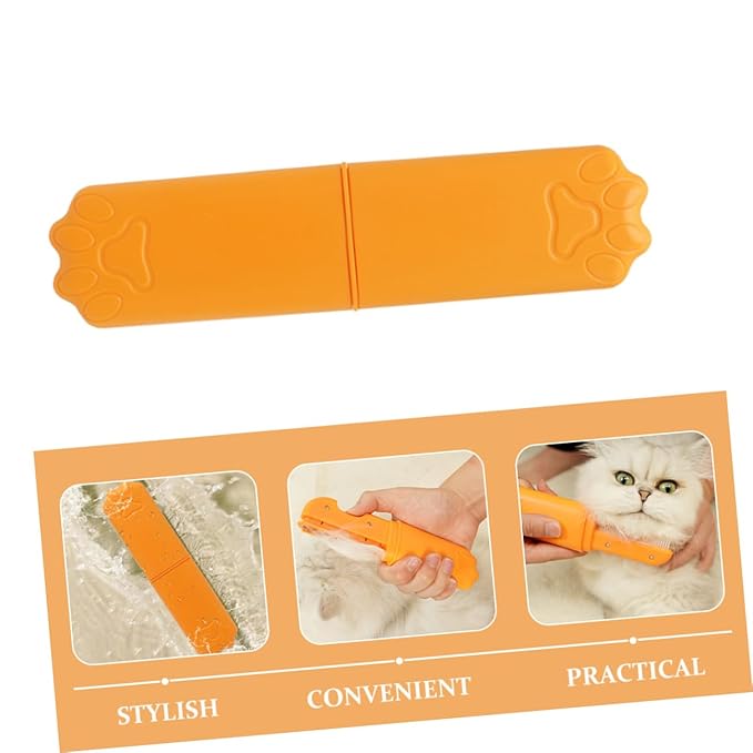 Toyvian Pet Grooming Comb for Dogs and Cats, Orange Fine-tooth Shedding Brush, Dematting Hair Removal Tool for Pet Fur Care