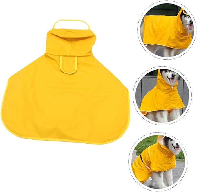 Uonlytech Waterproof Dog Raincoat Hooded Pet Rain Jacket Pu Leather Medium Outdoor Dog Rainwear for Pet Supplies