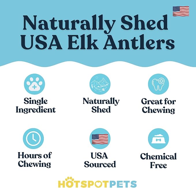 hotspot pets Grade A, Split Elk Antlers for Large Dogs X-Large 8+ Inches- Premium Elk Antlers for Dogs 50+Lbs (2 Pack) Naturally Shed Antler Bone for Large Breed Aggressive Chewers -Sourced in USA