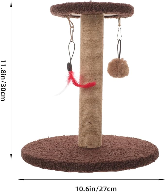 Beaupretty Cat Scratching Post Vertical Cat Scratcher Sisal Rope Sturdy Kitten Claw Scratcher Interactive Play Furniture Brown Circular Design