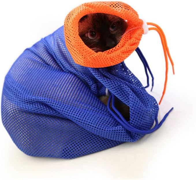 Yardwe Breathable Cat Bathing Bag for Easy Grooming Washing and Nail Trimming Scratch-Resistant and Quick Drying Cat Shower Net Bag