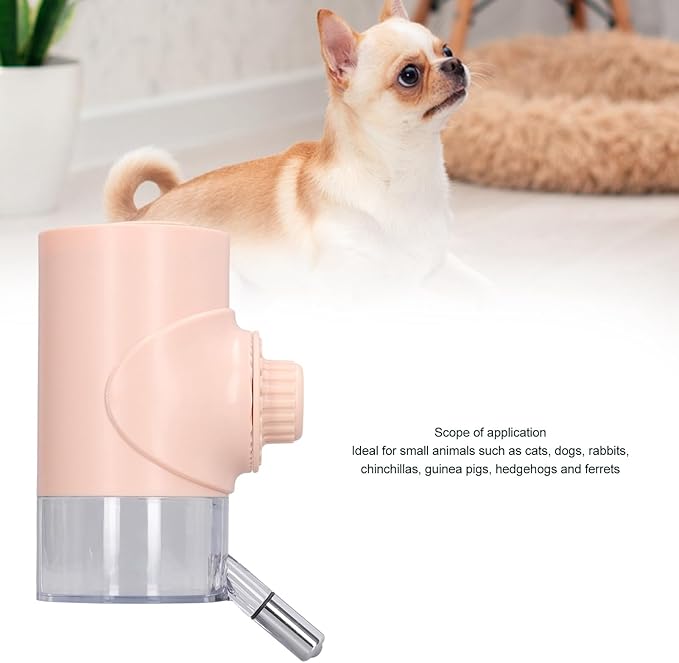 Semme Dog Bottle for Pet Supplies Automatic Dispenser for Dogs Small Animals Made of Food Grade Materials Prevents Dripping Easy to (Pink)