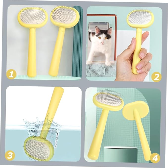 Yardwe Handle Cat Grooming Comb Ergonomic Pet Massage Brush for Shedding Loose Hair and Cleaning for Cats and Dogs Plastic Design