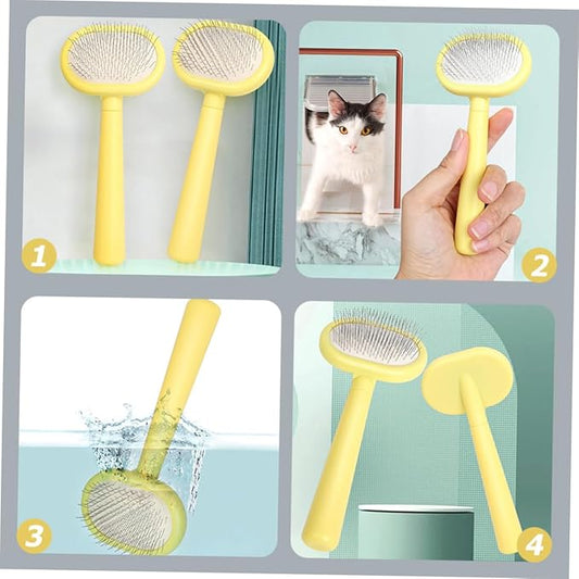 Yardwe Handle Cat Grooming Comb Ergonomic Pet Massage Brush for Shedding Loose Hair and Cleaning for Cats and Dogs Plastic Design