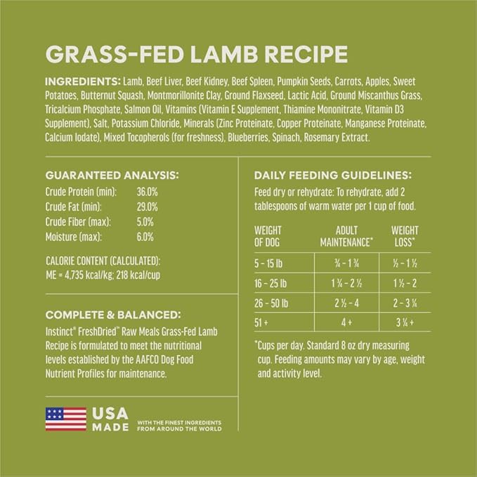 Instinct FreshDried Bites, Natural Freeze-Dried Dog Food, Grain Free - Grass-Fed Lamb, 24 oz. Bag