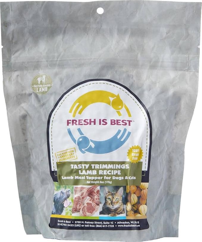 Fresh Is Best Tasty Trimmings – Lamb Freeze Dried Dog Food – Raw Freeze Dried Cat & Dog Food Toppers in Resealable Zipper Bag – Made in The USA