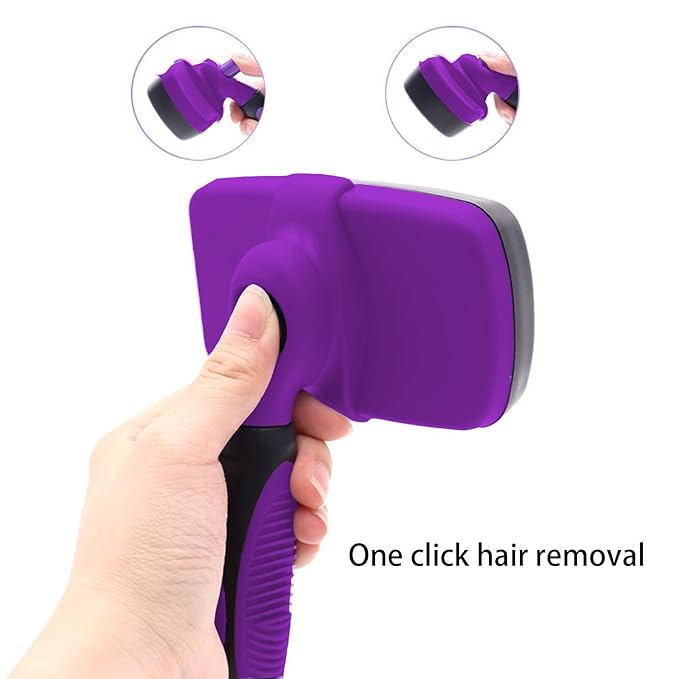 Self Cleaning Shedding Cat Brush - Skin Friendly Hair Removal And Grooming Tool Suitable For Cats And Dogs, Pet Hair Removal Tool Suitable For Shedding & Haired Pets(Purple,Large)