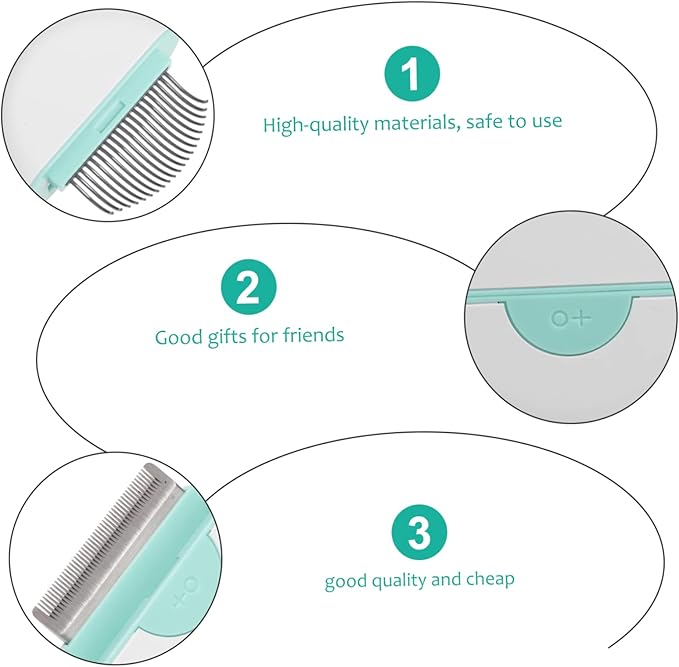 Cat Hair Comb Mint Green Pet Grooming Brush for Long and Hair Cats Gentle Shedding Removal Detangling Massage Tool Portable Lightweight Design